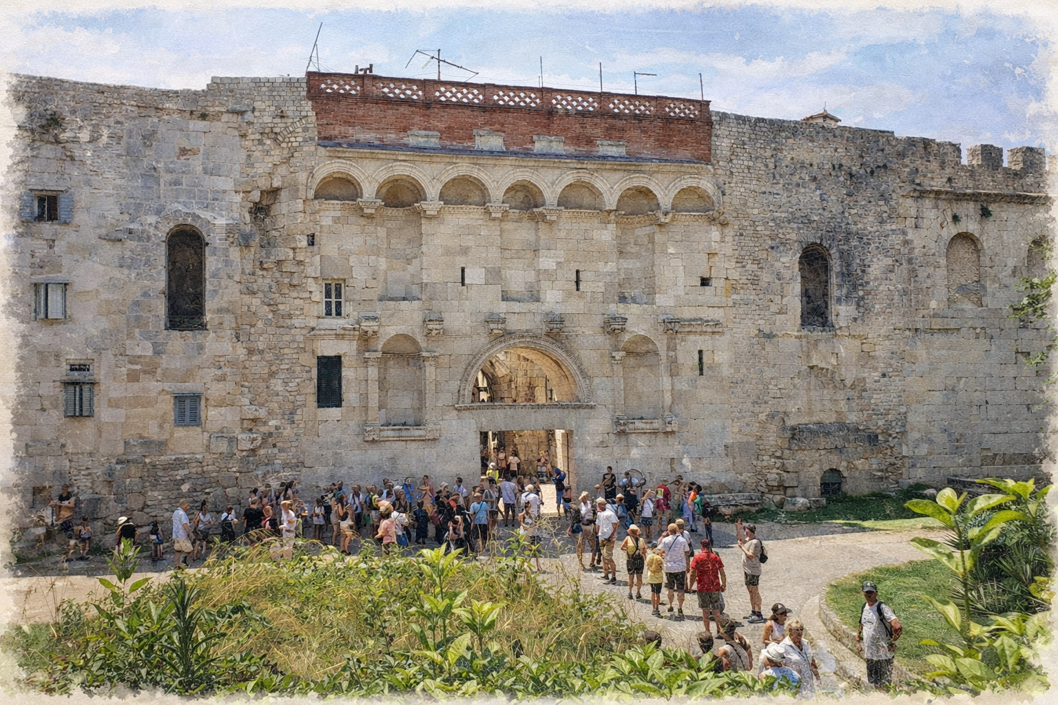 The gate to Diocletian's palace in Split, Croatia