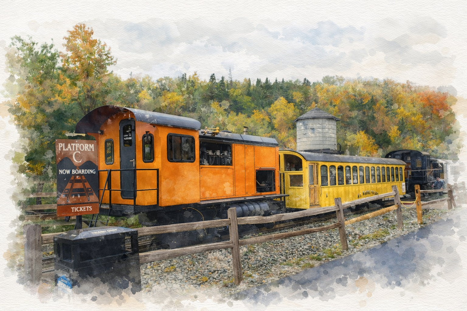 Cog Mountain Railway train to summit of Mt. Washington in New Hampshire, USA
